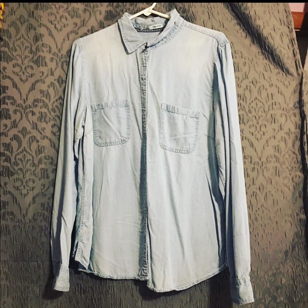 Light blue jean button up